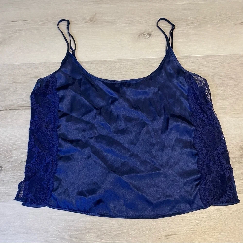 In Bloom by Jonquil Womens Nava Satin Cami Tank Top, Navy, Size M - Picture 1 of 8